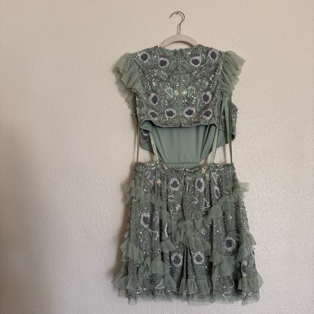 MAC DUGGAL Floral Beaded Ruffle Mini Dress - Picture 9 of 13